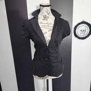 Y2K Black and White Polka Dot Top